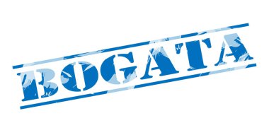 Beyaz arka plan üzerinde Bogata mavi pul