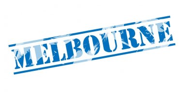 Beyaz arka plan üzerinde Melbourne mavi pul