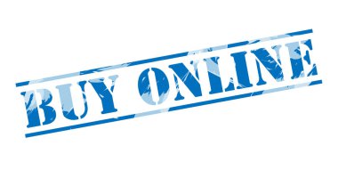 Beyaz arka plan üzerinde online mavi pul satın