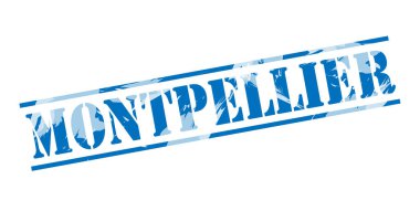 Montpellier mavi pul beyaz arka plan üzerinde