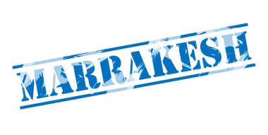 Marrakesh mavi pul beyaz arka plan üzerinde