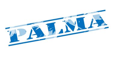 Palma mavi pul beyaz arka plan üzerinde