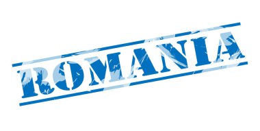 beyaz zemin üzerine Romanya mavi pul