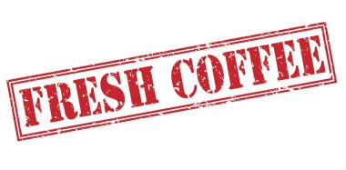 taze kahve kırmızı vintage damga beyaz arka plan üzerinde izole