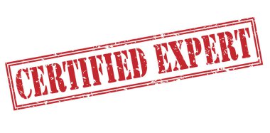 beyaz zemin üzerine kırmızı pul uzman sertifikalı