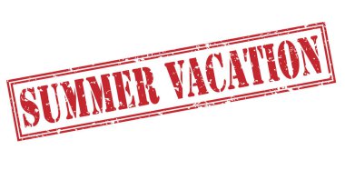 yaz tatil kırmızı pul beyaz arka plan üzerinde