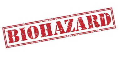 Beyaz arka plan üzerinde Biohazard kırmızı pul