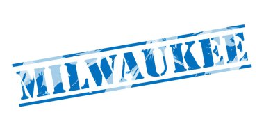 Milwaukee mavi pul beyaz arka plan üzerinde
