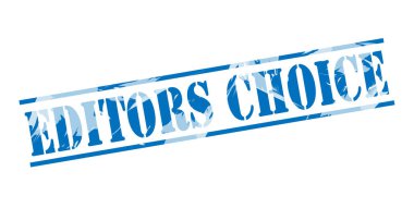 Editörler seçim mavi pul beyaz arka plan üzerinde