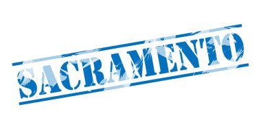 Beyaz zemin üzerine Sacramento mavi pul