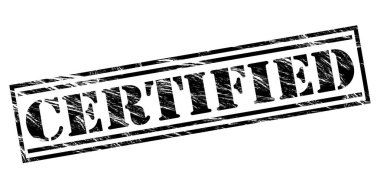  Beyaz arka plan üzerinde izole sertifikalı siyah pul