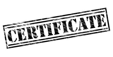 Beyaz arka planda siyah sertifika damgası 