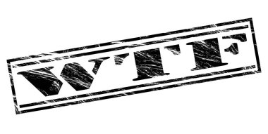 Beyaz arka planda siyah WTF damgası 