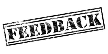 Beyaz arka planda siyah geribildirim damgası 