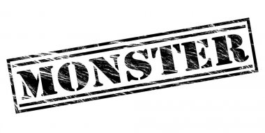 Beyaz arka planda siyah canavar damgası 