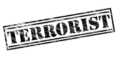 Beyaz arka planda siyah terörist damgası 