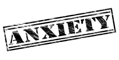 Beyaz arka planda siyah anksiyete damgası 