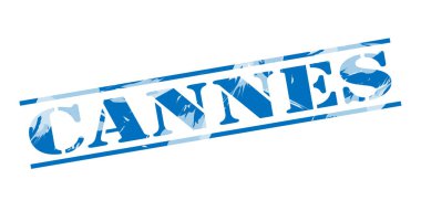 Beyaz arka plan üzerinde Cannes mavi pul