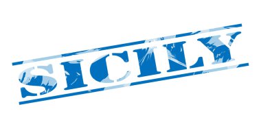 Sicilya mavi pul beyaz arka plan üzerinde