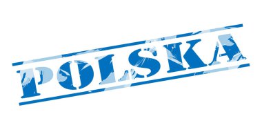 Beyaz arka plan üzerinde Polska mavi pul