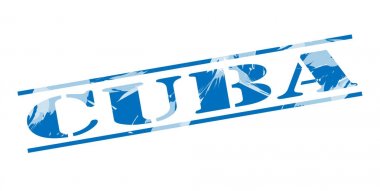 beyaz zemin üzerine mavi Küba damgası