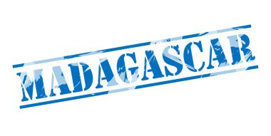 beyaz zemin üzerine mavi Madagaskar damgası