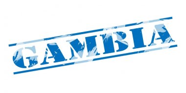 Gambiya mavi pul beyaz arka plan üzerinde
