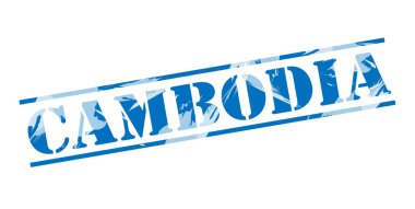 Beyaz arka plan üzerinde Kamboçya mavi pul