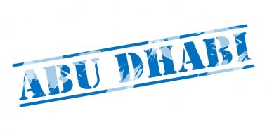 Abu Dabi mavi pul beyaz arka plan üzerinde