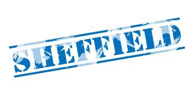 Sheffield mavi pul beyaz arka plan üzerinde