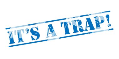 Bu bir tuzak. beyaz zemin üzerine mavi pul 