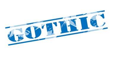 Beyaz arka plan üzerinde Gotik mavi pul