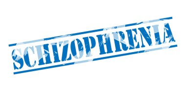 Şizofreni mavi pul beyaz arka plan üzerinde