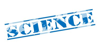 Beyaz arka plan bilim mavi damgası