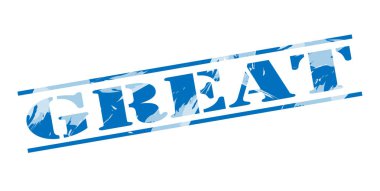 Beyaz arka plan üzerinde büyük mavi pul