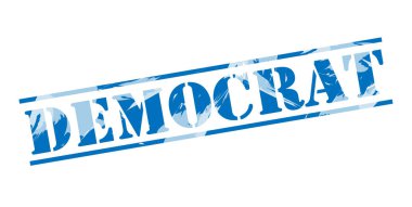 Beyaz arka plan üzerinde Demokrat mavi pul