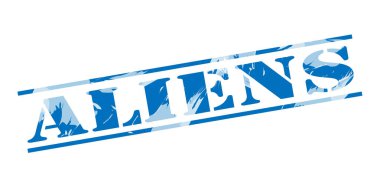 Uzaylılar damga beyaz zemin üzerine mavi