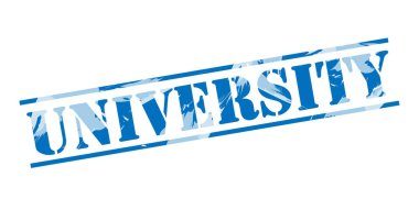 Beyaz arka plan üzerinde Üniversitesi mavi pul