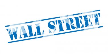 Wall Street'in mavi pul beyaz arka plan üzerinde