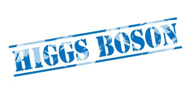 Higgs bozonu mavi pul beyaz arka plan üzerinde