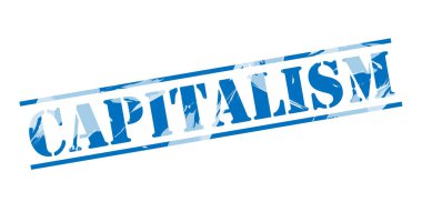 Kapitalizm mavi pul beyaz arka plan üzerinde