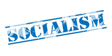 Beyaz arka plan üzerinde sosyalizm mavi pul
