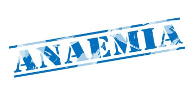 anemi (kansızlık) mavi pul beyaz arka plan üzerinde