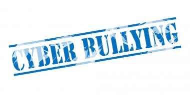 siber zorbalık beyaz zemin üzerine mavi pul