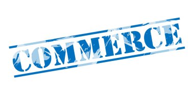 Beyaz arka plan üzerinde ticaret mavi pul