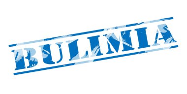 Bulimia mavi pul beyaz arka plan üzerinde