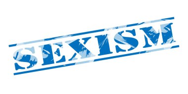 Beyaz arka plan üzerinde cinsiyetçilik mavi pul