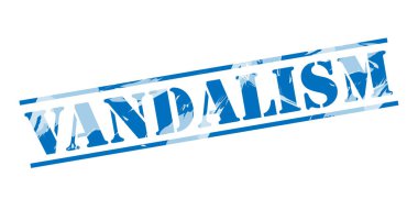 Beyaz arka plan üzerinde vandalizm mavi pul