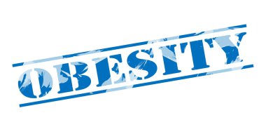 Beyaz arka plan üzerinde obezite mavi pul