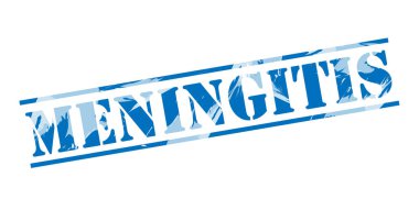 Menenjit mavi pul beyaz arka plan üzerinde